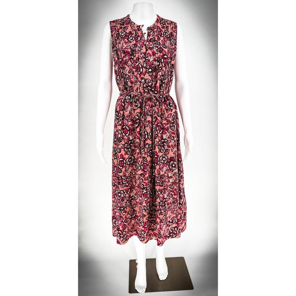 Faherty Isha Linen Blend Floral Coastal Boho Midi Dress Desert Bloom Size S - Picture 8 of 9